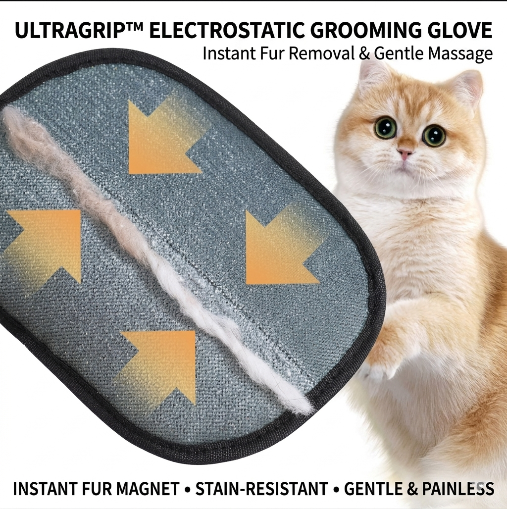 Pet Hair Remover Glove for Cats & Dogs | Reusable Electrostatic Fur Cleaner